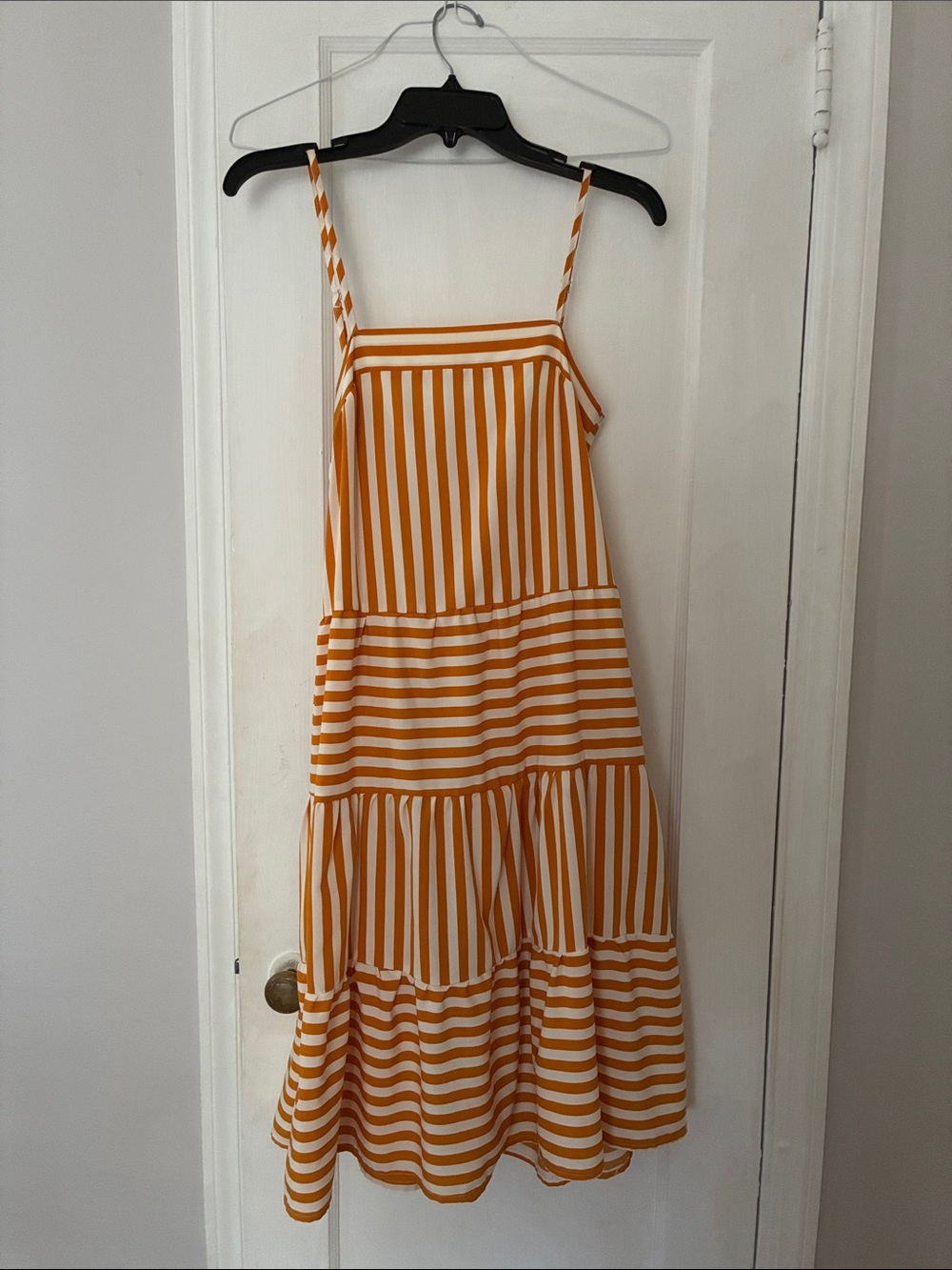 Kids Striped Spaghetti-Strap Dress in Mustard Yellow